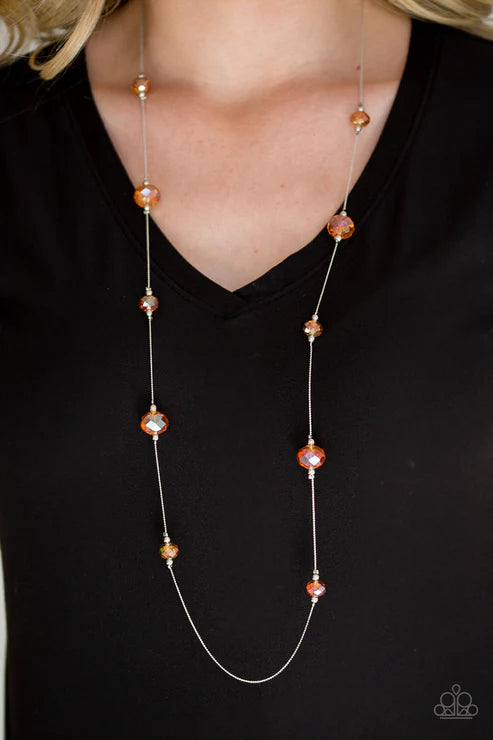 Champagne On The Rocks Orange Necklace