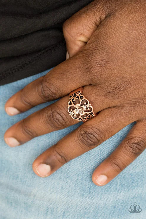 Fanciful Flower Garden Copper Ring
