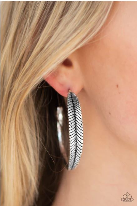 Funky Feathers Silver Earring