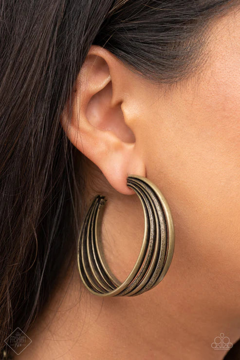 In Sync Brass Earring