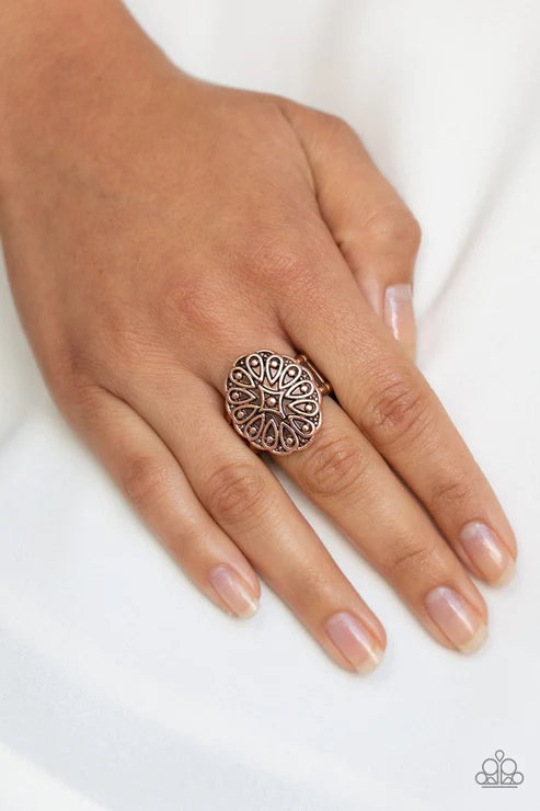 Modern Mandala Copper Ring