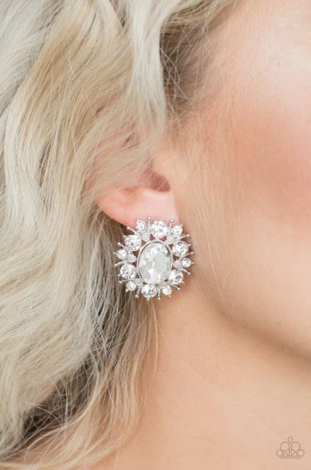 Serious Star Power White Post Earrings