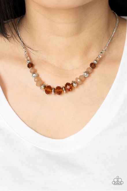 Turn Up The Tea Lights Brown Necklace