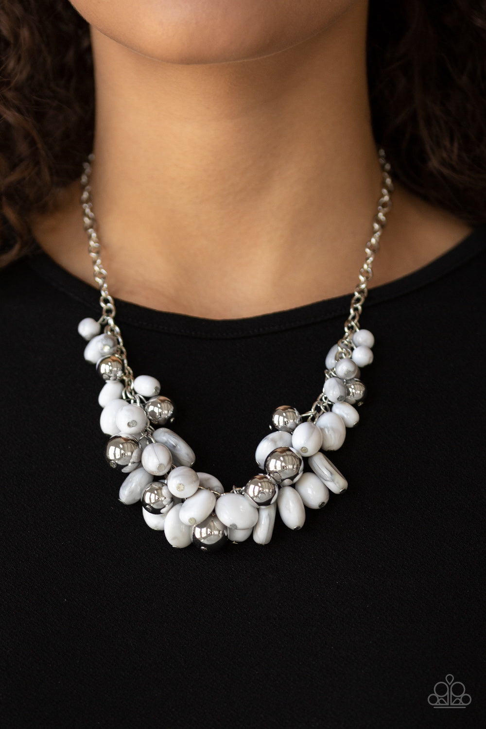 Full Out Fringe White Necklace