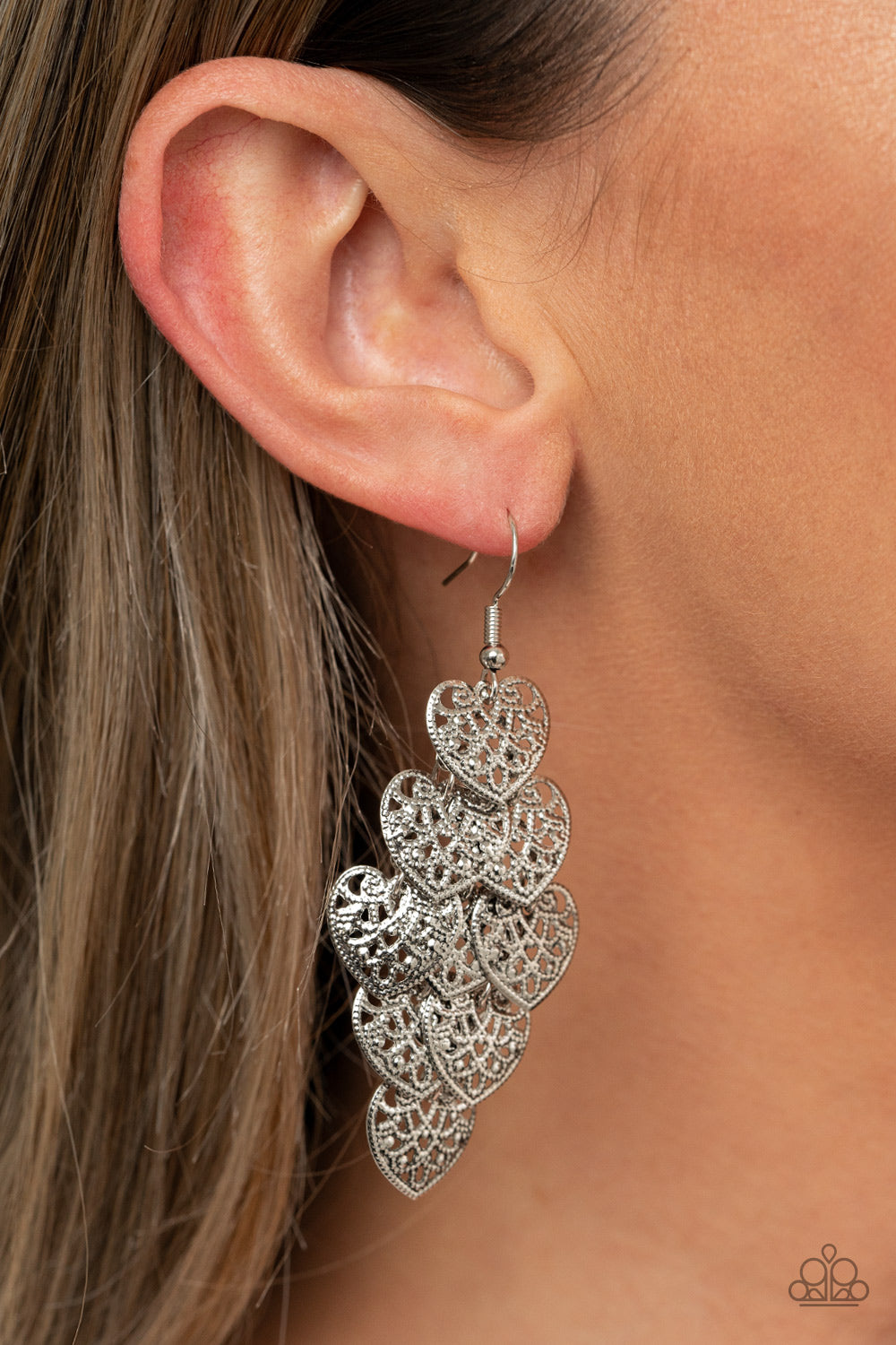 Shimmery Soulmates Silver Earring