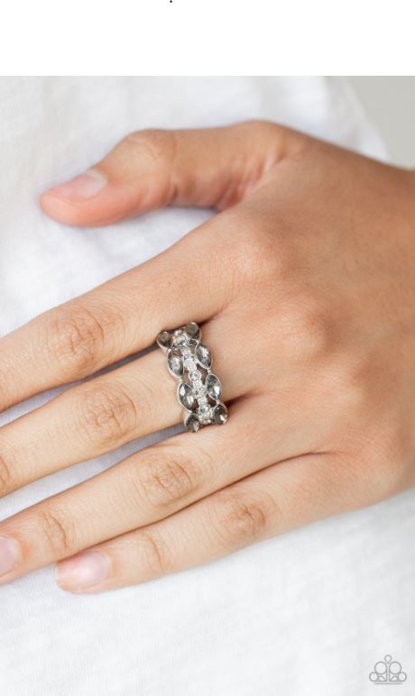 Distractingly Demure White Ring