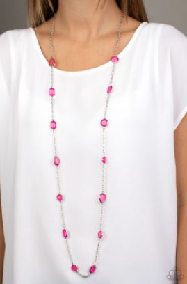 Glassy Glamorous Pink Necklace