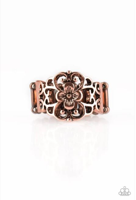 Fanciful Flower Garden Copper Ring