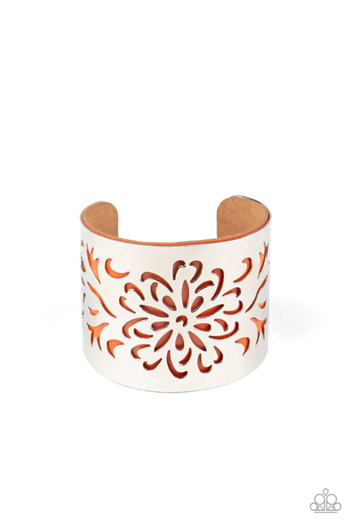 Get Your Bloom On Orange Bracelet