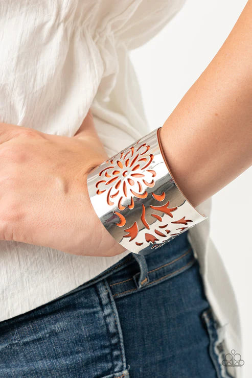 Get Your Bloom On Orange Bracelet