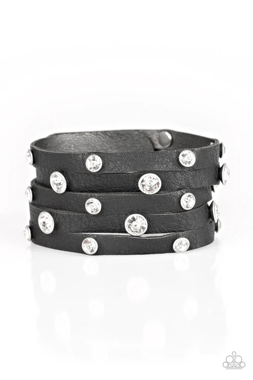 Rhinestone Reputation Black Bracelet