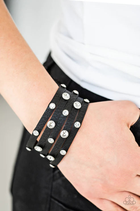 Rhinestone Reputation Black Bracelet