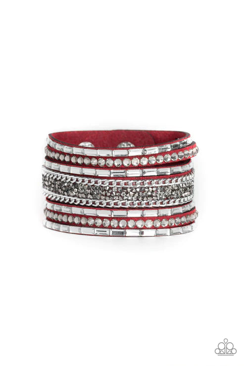 Rhinestone Rumble Red Urban Bracelet