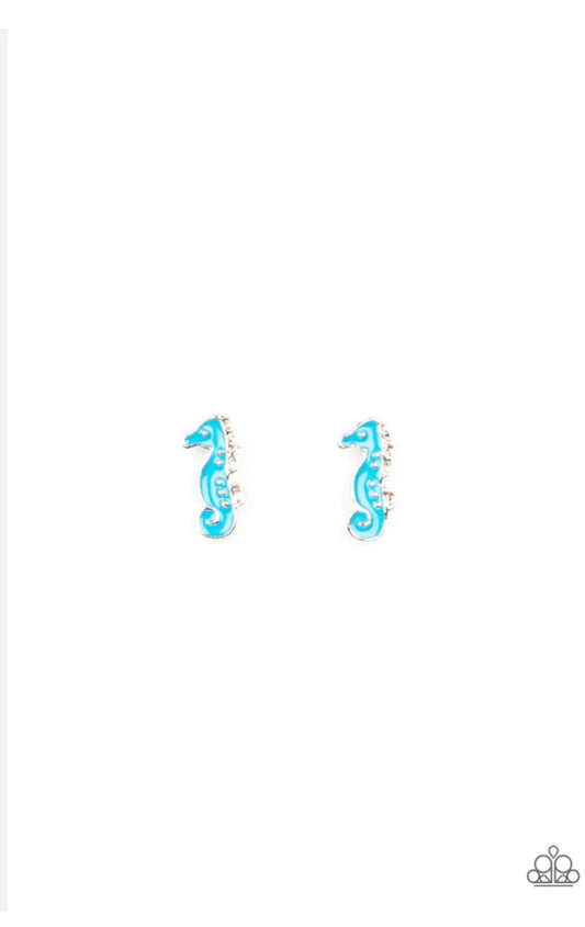 Starlet Shimmer Blue Seahorse Earring