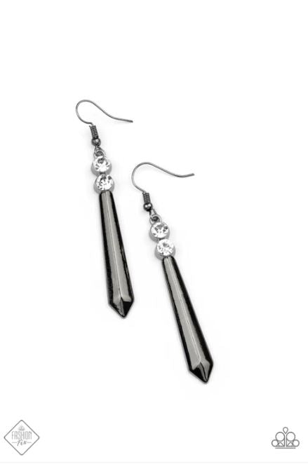 Sparkle Stream Black Earrings