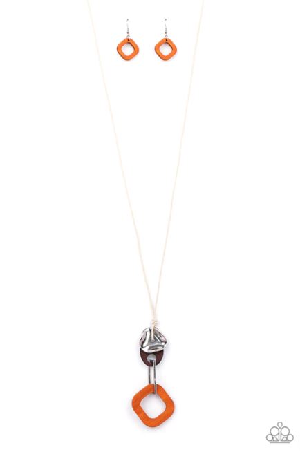 Top of the WOOD Chain Orange Necklace