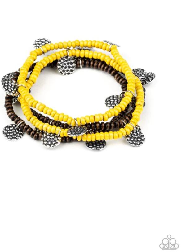 WOODn't Count It Yellow Bracelet