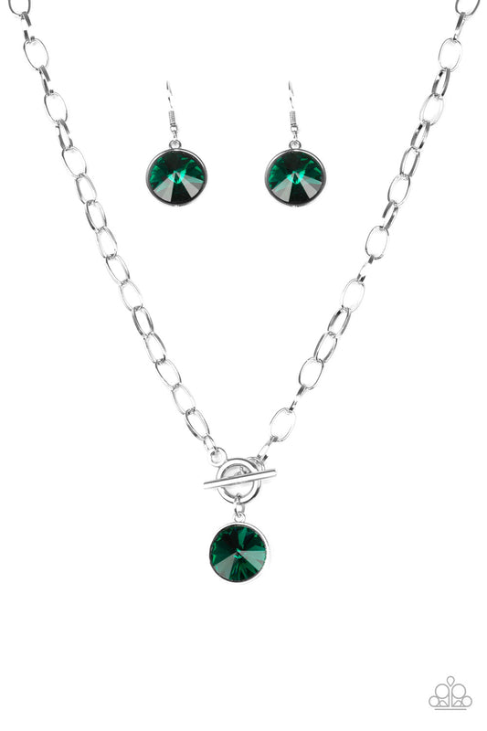 She Sparkles On Green Necklace