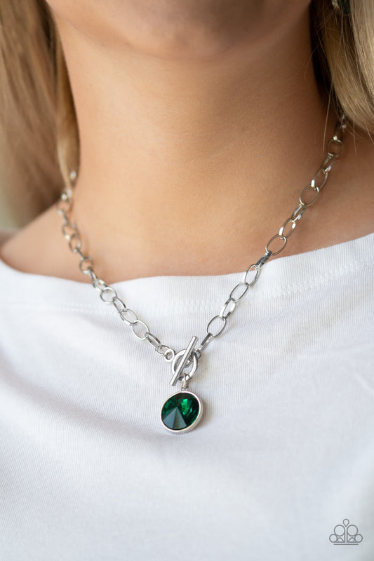 She Sparkles On Green Necklace