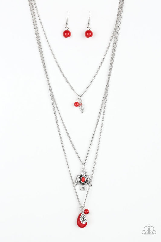Soar With The Eagles Red Necklace