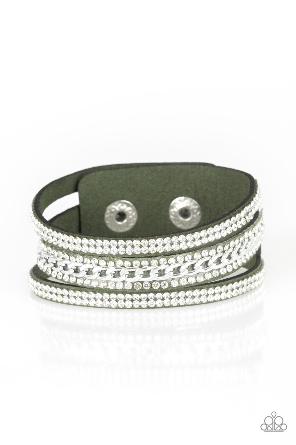 Rollin In Rhinestones Green Bracelet