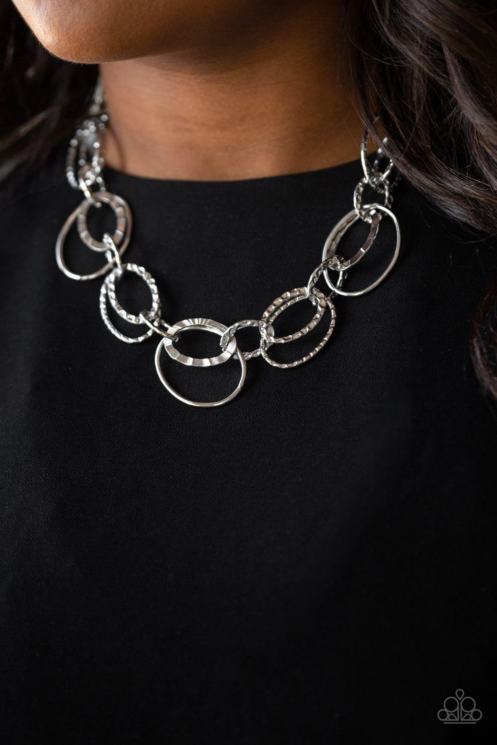 Bend OVAL Backwards Silver Necklace