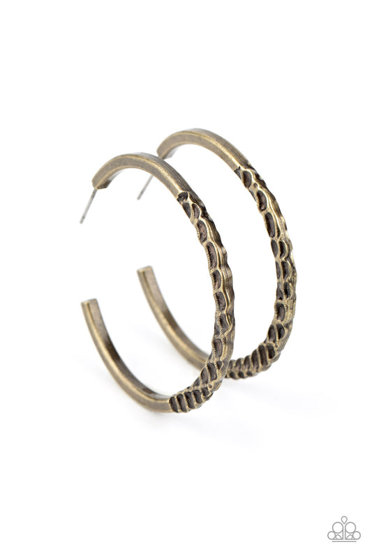 Imprinted Intensity Brass Earring