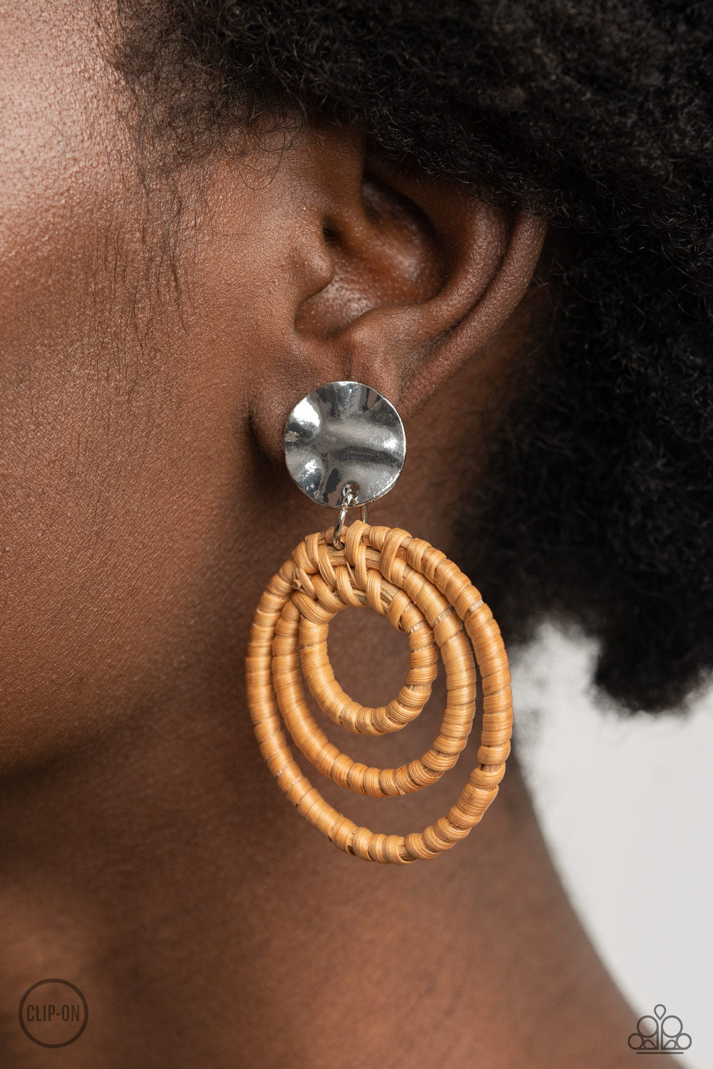 Whimsically Wicker Brown Earring