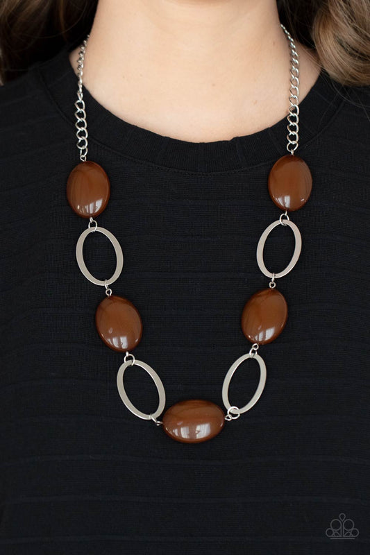 Beachside Boardwalk Brown Necklace