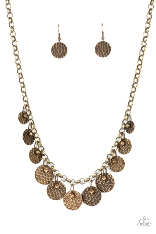 Delightfully Dappled Brass Necklace