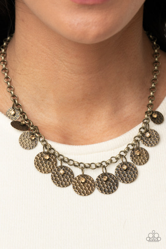 Delightfully Dappled Brass Necklace