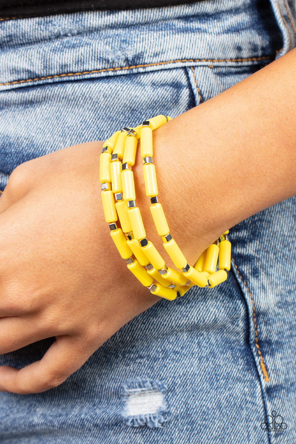 Radiantly Retro Yellow Bracelet