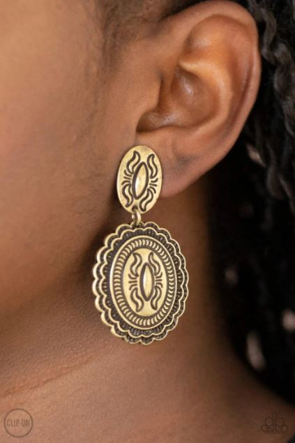 Ageless Artifact Brass Clip-On Earring