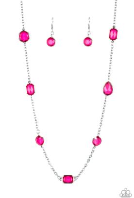 Glassy Glamorous Pink Necklace